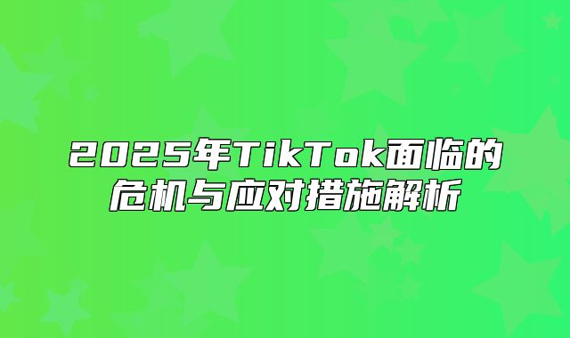 2025年TikTok面临的危机与应对措施解析