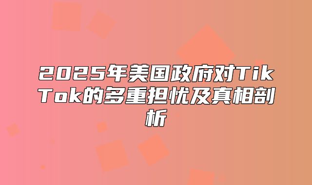 2025年美国政府对TikTok的多重担忧及真相剖析