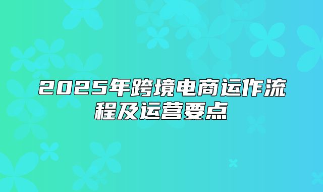 2025年跨境电商运作流程及运营要点