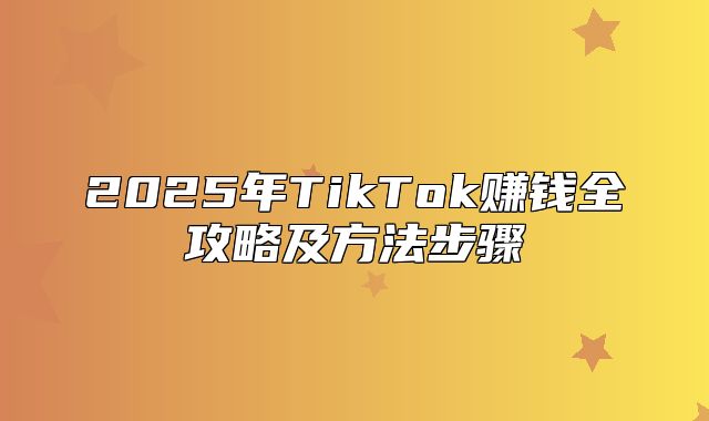 2025年TikTok赚钱全攻略及方法步骤