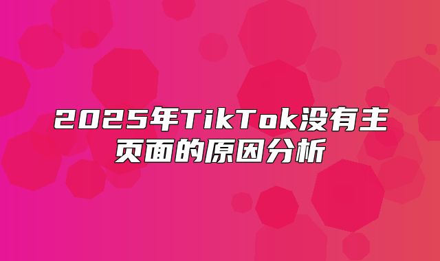 2025年TikTok没有主页面的原因分析