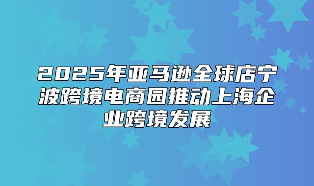 2025年亚马逊全球店宁波跨境电商园推动上海企业跨境发展
