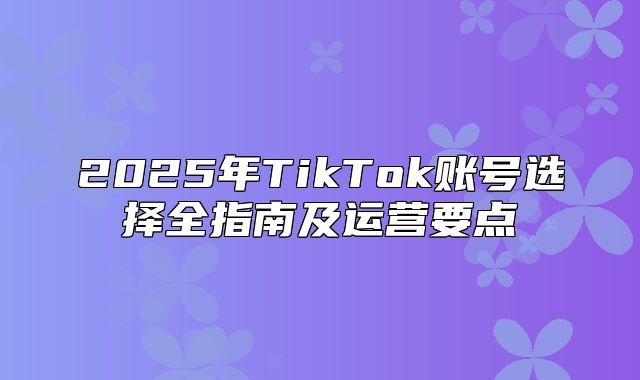 2025年TikTok账号选择全指南及运营要点
