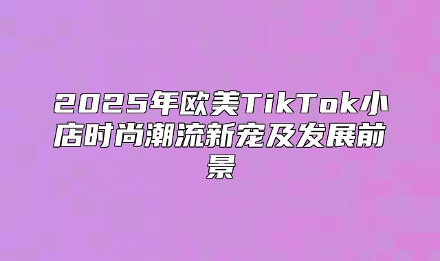 2025年欧美TikTok小店时尚潮流新宠及发展前景