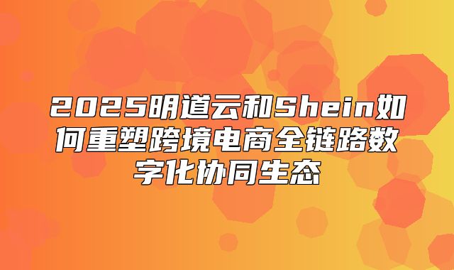 2025明道云和Shein如何重塑跨境电商全链路数字化协同生态