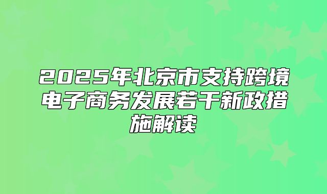 2025年北京市支持跨境电子商务发展若干新政措施解读