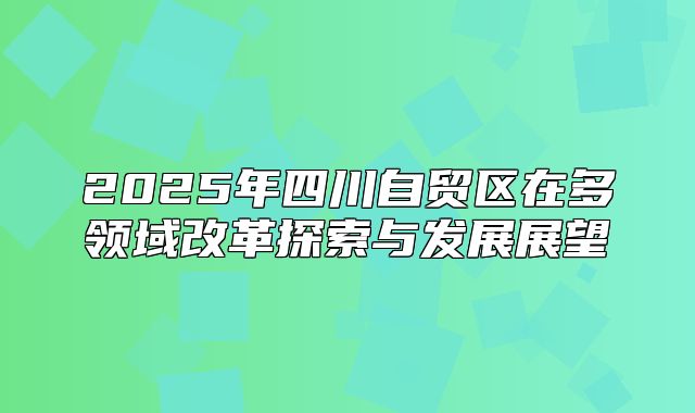 2025年四川自贸区在多领域改革探索与发展展望