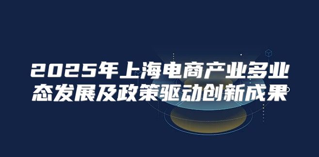 2025年上海电商产业多业态发展及政策驱动创新成果