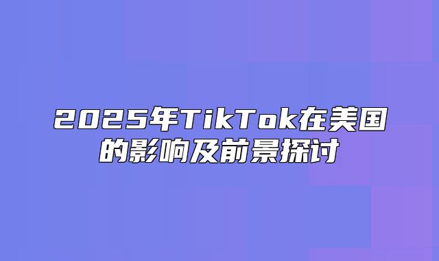 2025年TikTok在美国的影响及前景探讨