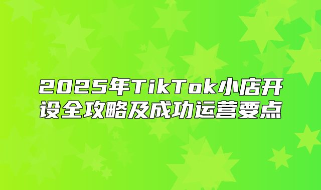 2025年TikTok小店开设全攻略及成功运营要点