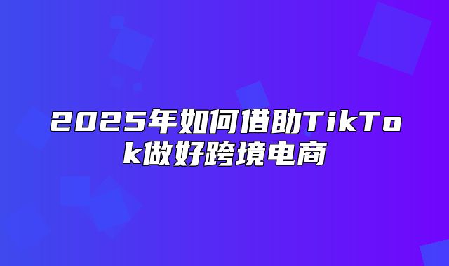 2025年如何借助TikTok做好跨境电商
