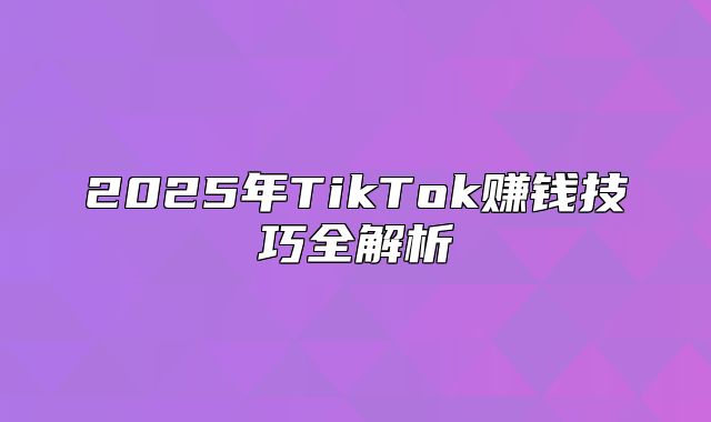 2025年TikTok赚钱技巧全解析