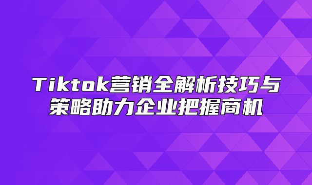 Tiktok营销全解析技巧与策略助力企业把握商机