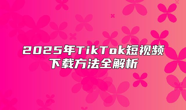 2025年TikTok短视频下载方法全解析