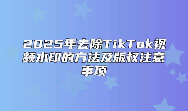 2025年去除TikTok视频水印的方法及版权注意事项