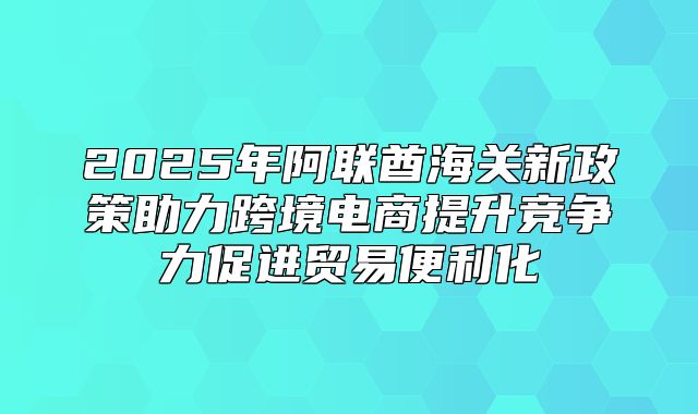 2025年阿联酋海关新政策助力跨境电商提升竞争力促进贸易便利化