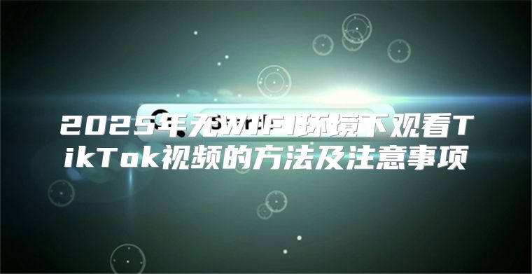 2025年无WIFI环境下观看TikTok视频的方法及注意事项
