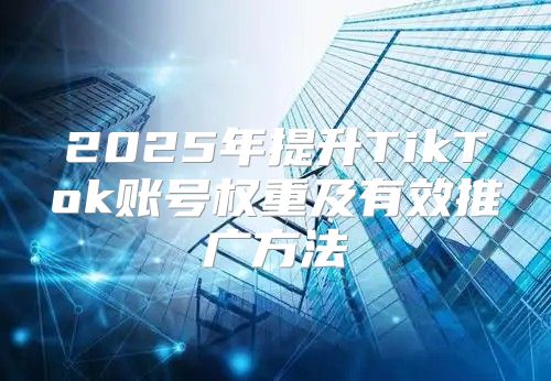 2025年提升TikTok账号权重及有效推广方法