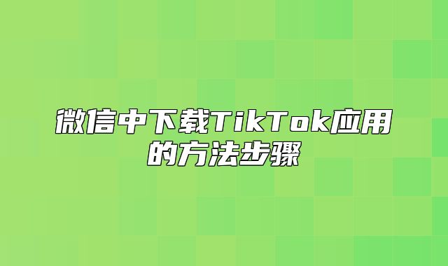 微信中下载TikTok应用的方法步骤