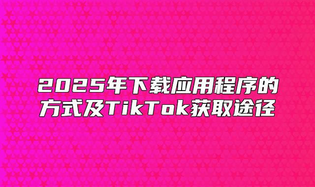 2025年下载应用程序的方式及TikTok获取途径