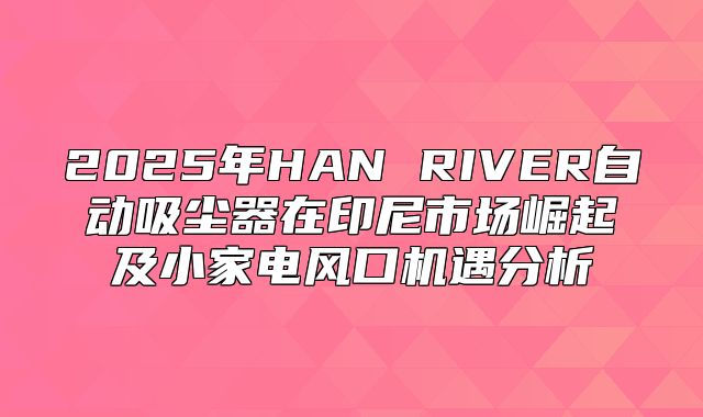 2025年HAN RIVER自动吸尘器在印尼市场崛起及小家电风口机遇分析