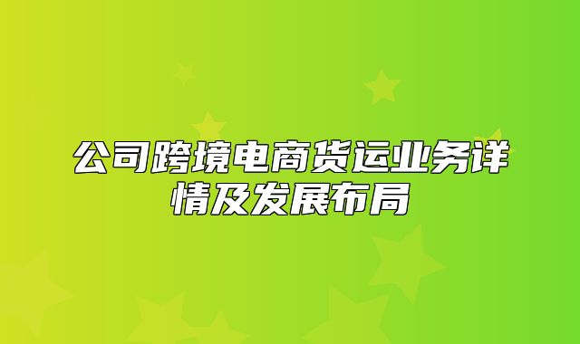 公司跨境电商货运业务详情及发展布局
