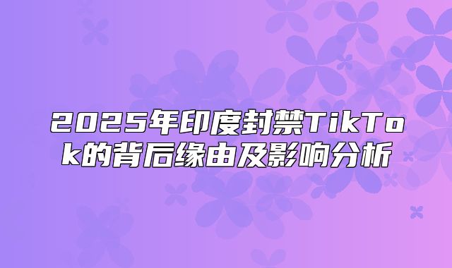 2025年印度封禁TikTok的背后缘由及影响分析