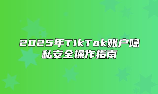 2025年TikTok账户隐私安全操作指南