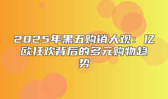2025年黑五购销大观：亿欧狂欢背后的多元购物趋势