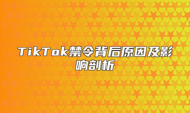 TikTok禁令背后原因及影响剖析