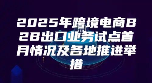 2025年跨境电商B2B出口业务试点首月情况及各地推进举措