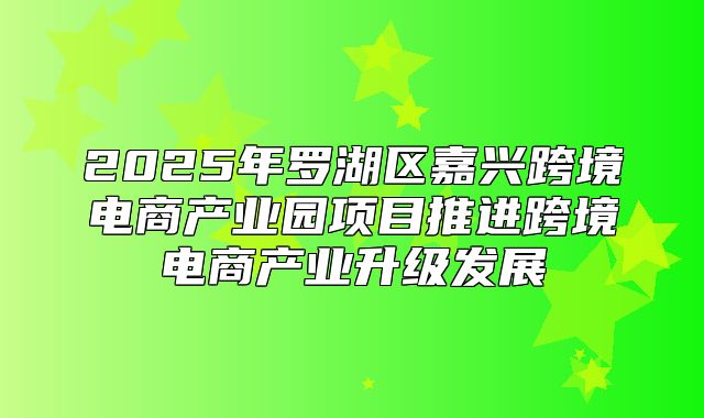 2025年罗湖区嘉兴跨境电商产业园项目推进跨境电商产业升级发展