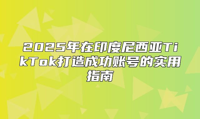 2025年在印度尼西亚TikTok打造成功账号的实用指南