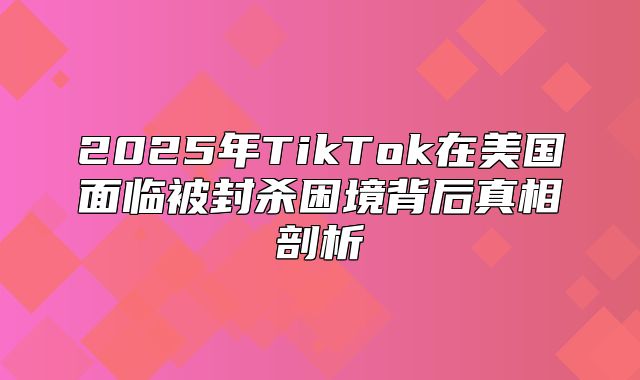 2025年TikTok在美国面临被封杀困境背后真相剖析