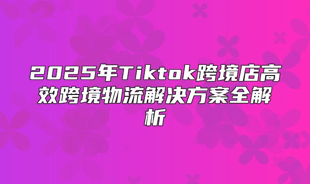 2025年Tiktok跨境店高效跨境物流解决方案全解析