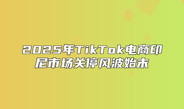 2025年TikTok电商印尼市场关停风波始末