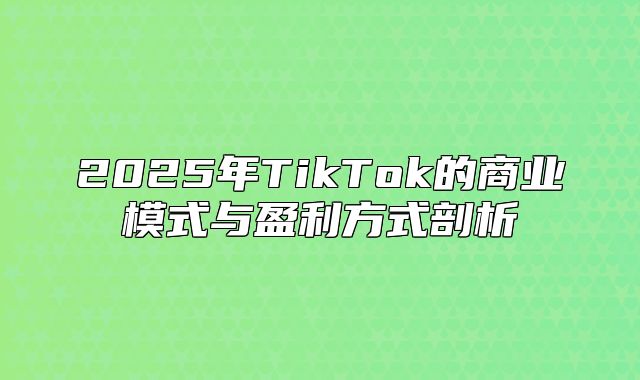 2025年TikTok的商业模式与盈利方式剖析