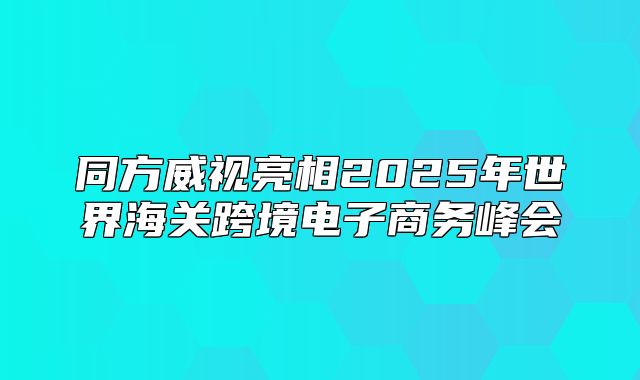 同方威视亮相2025年世界海关跨境电子商务峰会