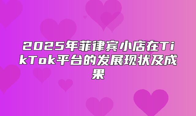 2025年菲律宾小店在TikTok平台的发展现状及成果