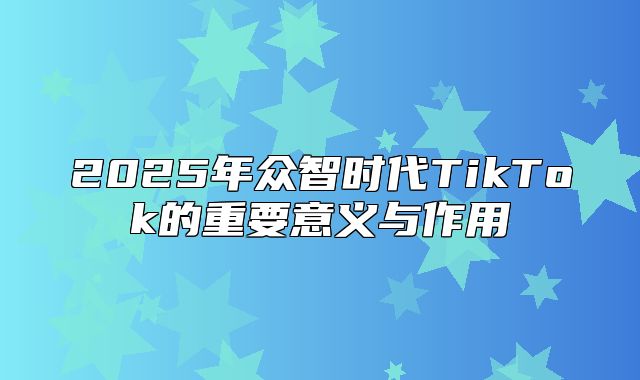 2025年众智时代TikTok的重要意义与作用