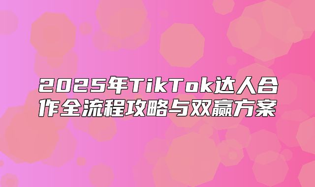 2025年TikTok达人合作全流程攻略与双赢方案