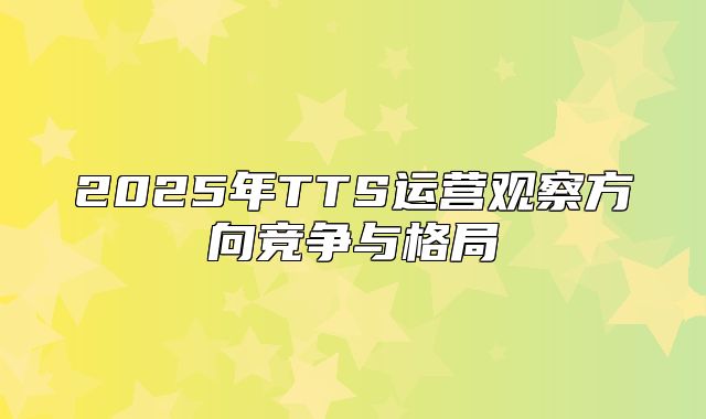 2025年TTS运营观察方向竞争与格局