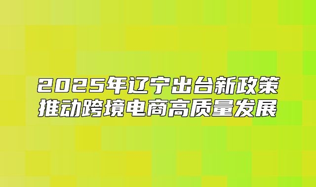 2025年辽宁出台新政策推动跨境电商高质量发展