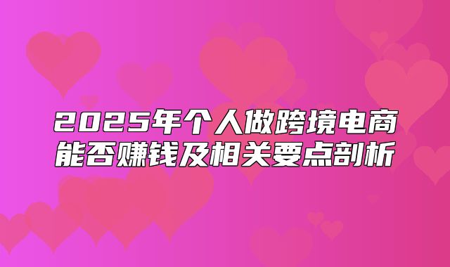 2025年个人做跨境电商能否赚钱及相关要点剖析