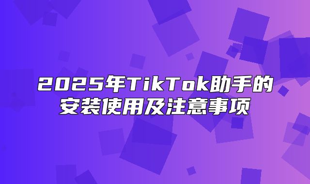 2025年TikTok助手的安装使用及注意事项