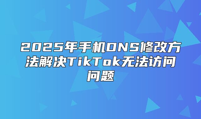 2025年手机DNS修改方法解决TikTok无法访问问题