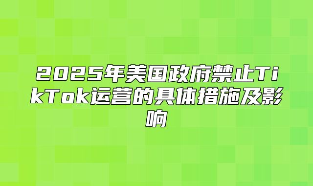2025年美国政府禁止TikTok运营的具体措施及影响