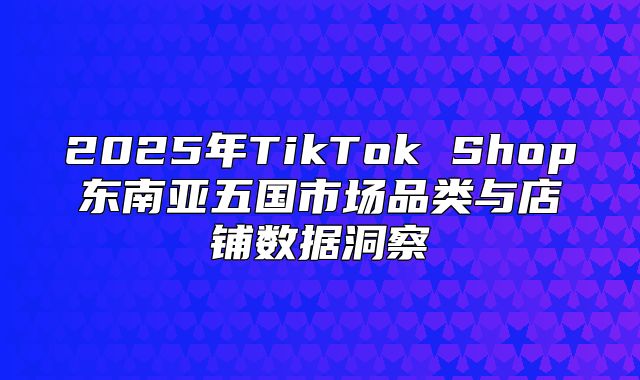 2025年TikTok Shop东南亚五国市场品类与店铺数据洞察
