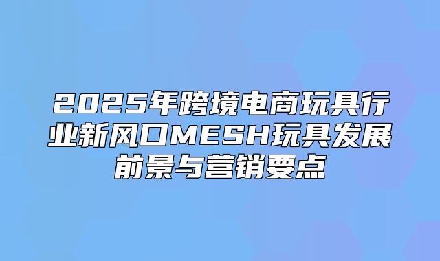 2025年跨境电商玩具行业新风口MESH玩具发展前景与营销要点