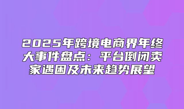 2025年跨境电商界年终大事件盘点：平台倒闭卖家遇困及未来趋势展望